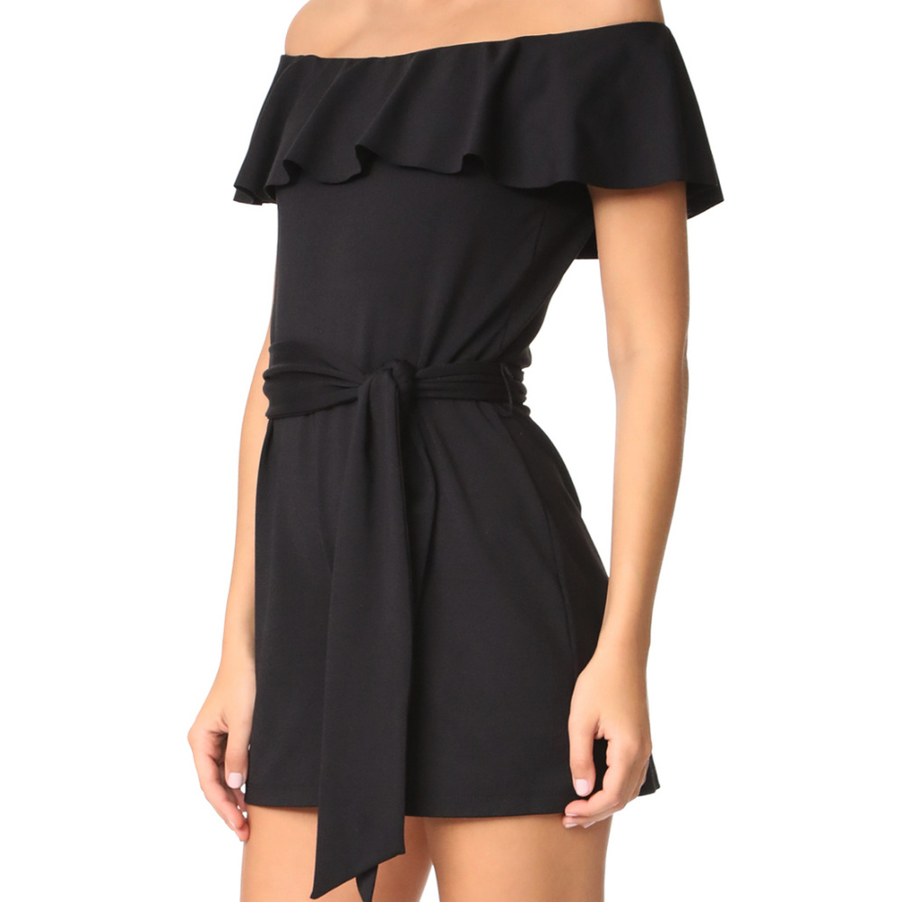 NWOT Susana Monaco OTS Black Ruffle Romper (XS)